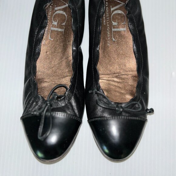 AGL Attilio Giusti Women's Ballet Flat, Black Nappa Leather, Size 8.5 - Picture 1 of 6
